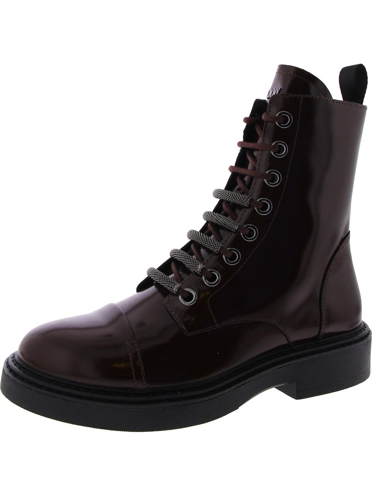 DKNY Womens MALAYA LACE UP Leather Zipper/Lace Up Combat \u0026 Lace-Up Boots
